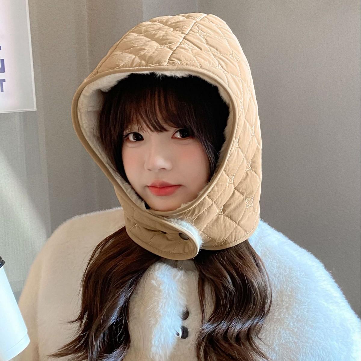 

Cute Little Bear with Double sided Women s Plush New Korean Version Knitted Versatile Warm Ear Protection Thickened Fashionable Hat average size