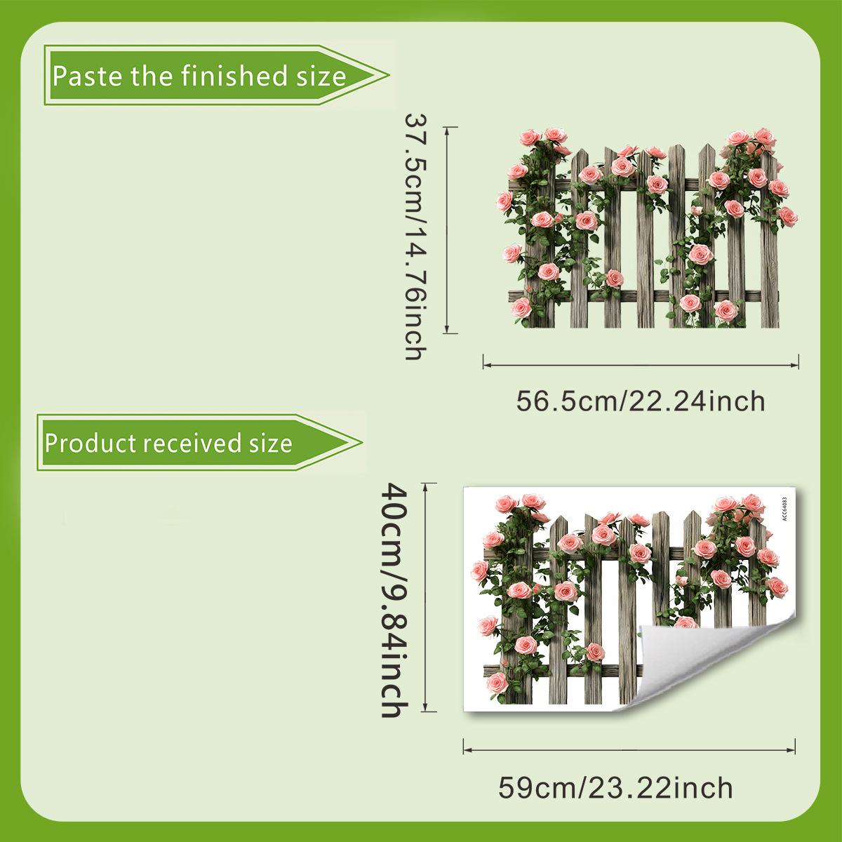 

Наклейки на стену «Цветы роз на заборе», Наклейки на стену для украшения детской комнаты, Самоклеящиеся наклейки на стену 40*60cm