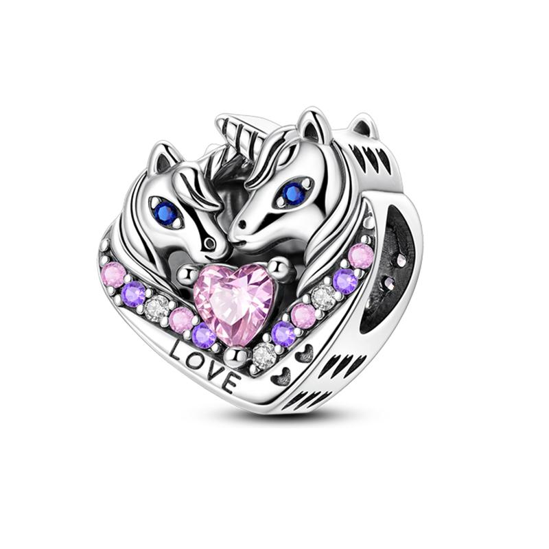 Compatible With Authentic Copper Charm Bead Charms Bead Charms Rainbow Horse Heart Shaped Charm Bead Charms Ideal For Women Fine Do It Yourself Birthd