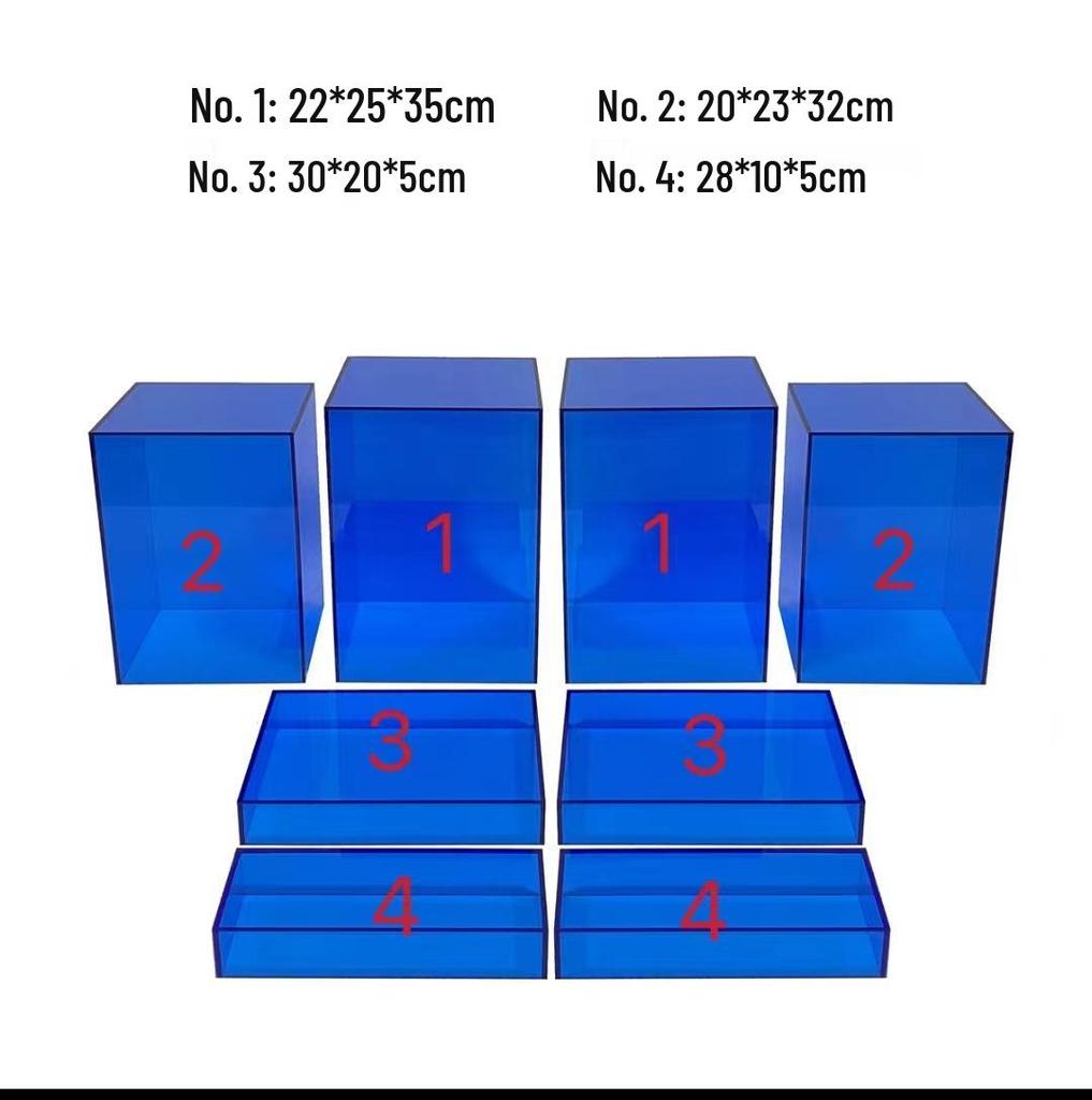 Blue Acrylic Dessert Table Display Stand for Tea Break & Birthday Ornaments