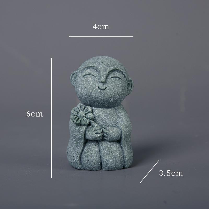 Statue Miniature Durable Exquise Mignonne Petite Figurine de Moines Ornement de Jardin Zen Fait Main Décor d'Aquarium