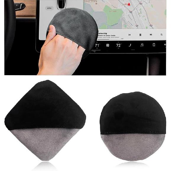 Car Screen Cleaner, 4.72×3.93" Triangle Microfiber Auto Screen Cleaning Pad, Foldable Touch Screen Cleaner Cloth for Vehicle Dashboard LCD Display,