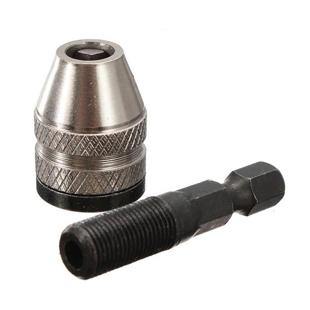 2 Styles 0.5-3.2mm 1//4 Mini Hexagonal keyless drill chuck Adapter Converter