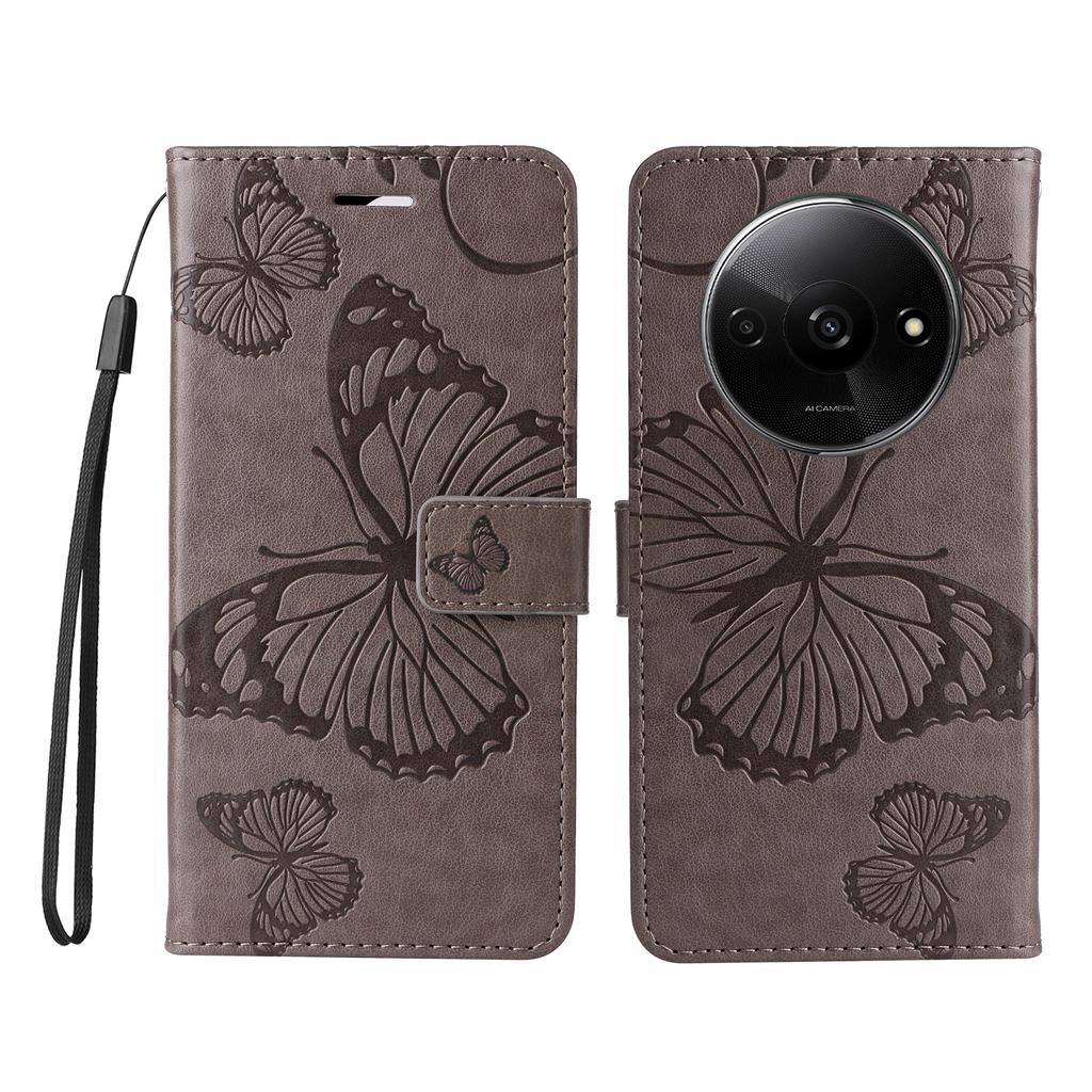 For Xiaomi Redmi A3 4G/Poco C61 4G Wallet Case Floral Butterfly Imprinted Leather Phone Cover Stand