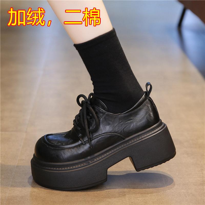 

Le Fu Shoes Leather Shoes Women s 2026 New Spring and Autumn Vintage High Heels Women s Single Shoes 39