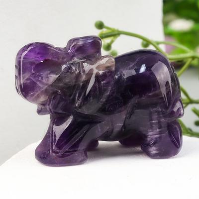 Ručně vyřezávaná křišťálová figurka slona Domácí dekorace Přírodní Rose Quartz Ametyst Mini zvířecí ruční práce Feng Shui Ornament