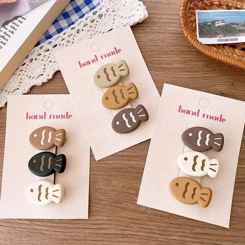 3Pcs Cute Cartoon Small Fish Hairpins Korean Style Sweet Y2k Girls Colorful Mini Hair Clips Hair Accessories