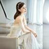 Fishtail Light Wedding Dress   New Summer Bride One-word Shoulder Travel Photo Small Trailing Wedding Dress Annual Meeting Host Dress