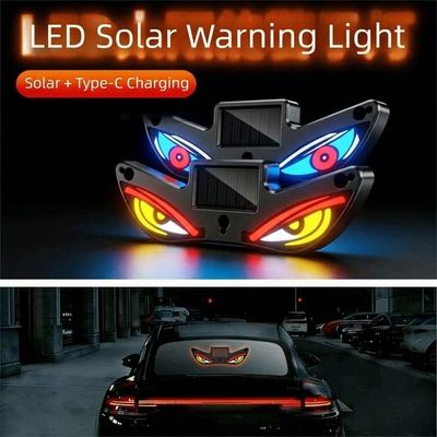 Suction Cup Devil Eyes Car LED Warning Light Wireless Solar Car Atmosphere Light LED Car Light
