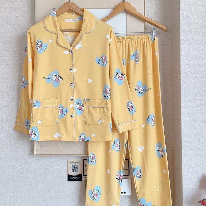 Spring and Autumn Women Pajamas Family Clothing Set Women Long Sleeves and Trousers Autumn and Winter Casual Loose Family Clothing Set