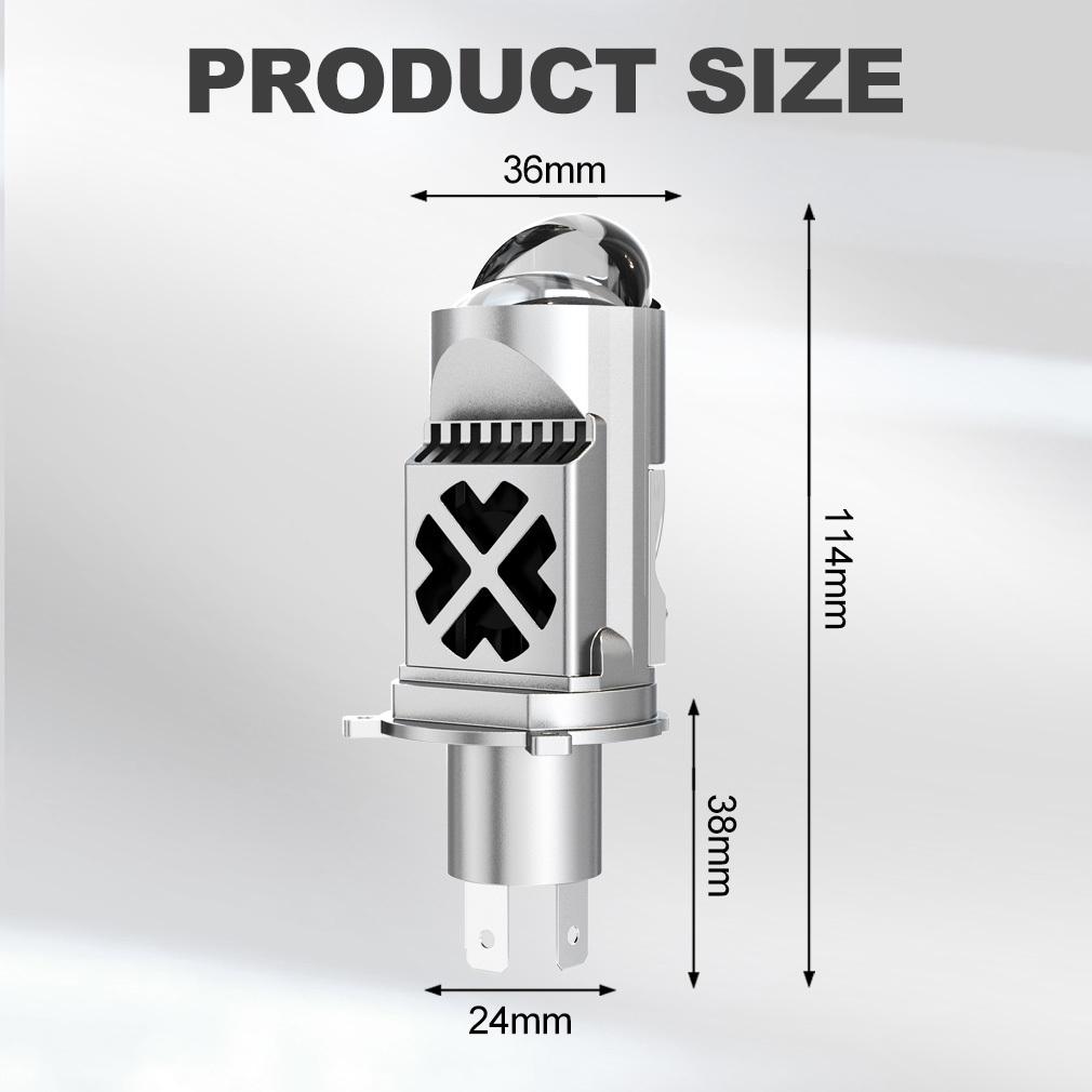 2 szt. Żarówki LED H4 z podwójną soczewką Mini Projektor LED 9003 HB2 Reflektor Samochodowy i Motocyklowy Światło Drogowe/Mijania LHD 90000LM 100W 6500K Białe Plug& Play