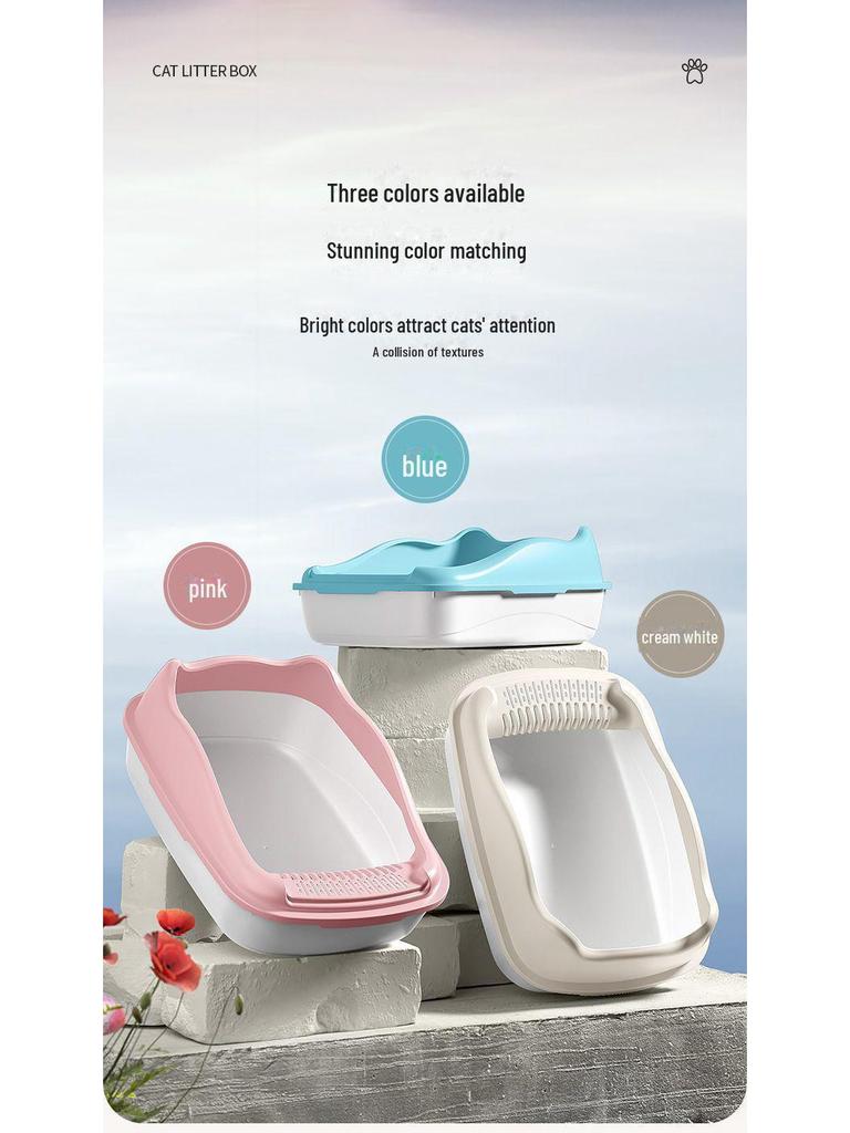 Exclusively Chosen Extra-Large Semi-Enclosed Cat Litter Box with Anti-Splash Feature