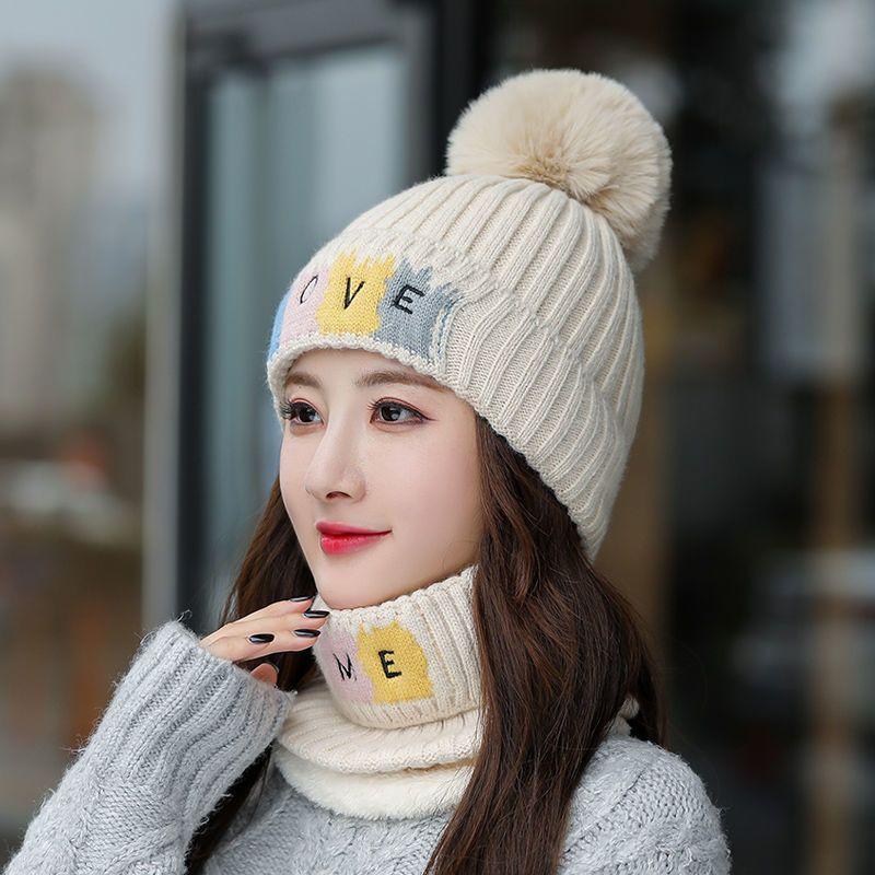 Hat Women's Winter Trendy Fashion Versatile Warm Knitted Hat Windproof Ear Protector Hat Fleece Thickened Wool Hat Women's