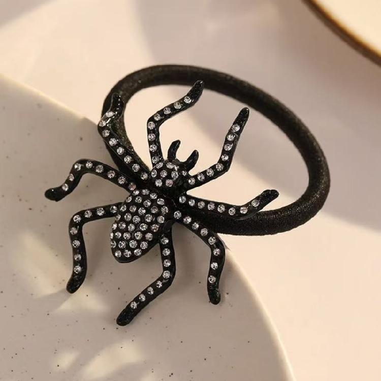Women Crystal Rhinestones Spiders Hair Tie Halloween Accessory For Costume Parties Daily Hairstyle Decoration
