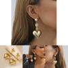 Heart Gold Trendy Pendant Earrings Vintage Geometric Heart Studs Fashion Street Style