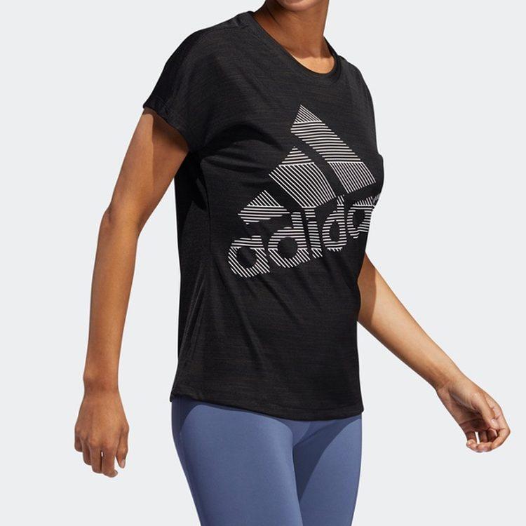adidas T Shirts Women's Black Crew Neck Moderate Straight Fit EB4498