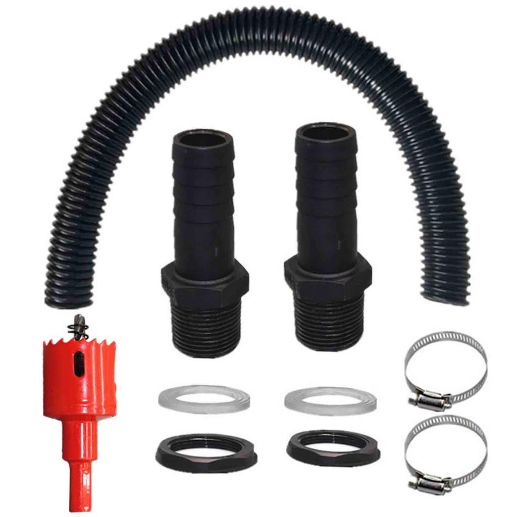Rain Barrel Connector Water Tanks Link Systems with 100cm Hose & Fittings Linking set for Efficient Water Collection
