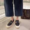 Fashion Korean Shoes Round Toe Casual Female Sneakers Dress Flats Women Loafers With Fur 2025 New Summer Slip-on Fashion Leisure