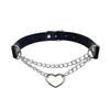European & American Retro Heart Pendant Leather Choker Necklace - Peach Heart Shape Chain Jewelry