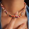 Colorful Glass Beads Choker Necklace for Women Vintage Party Jewelry Gifts