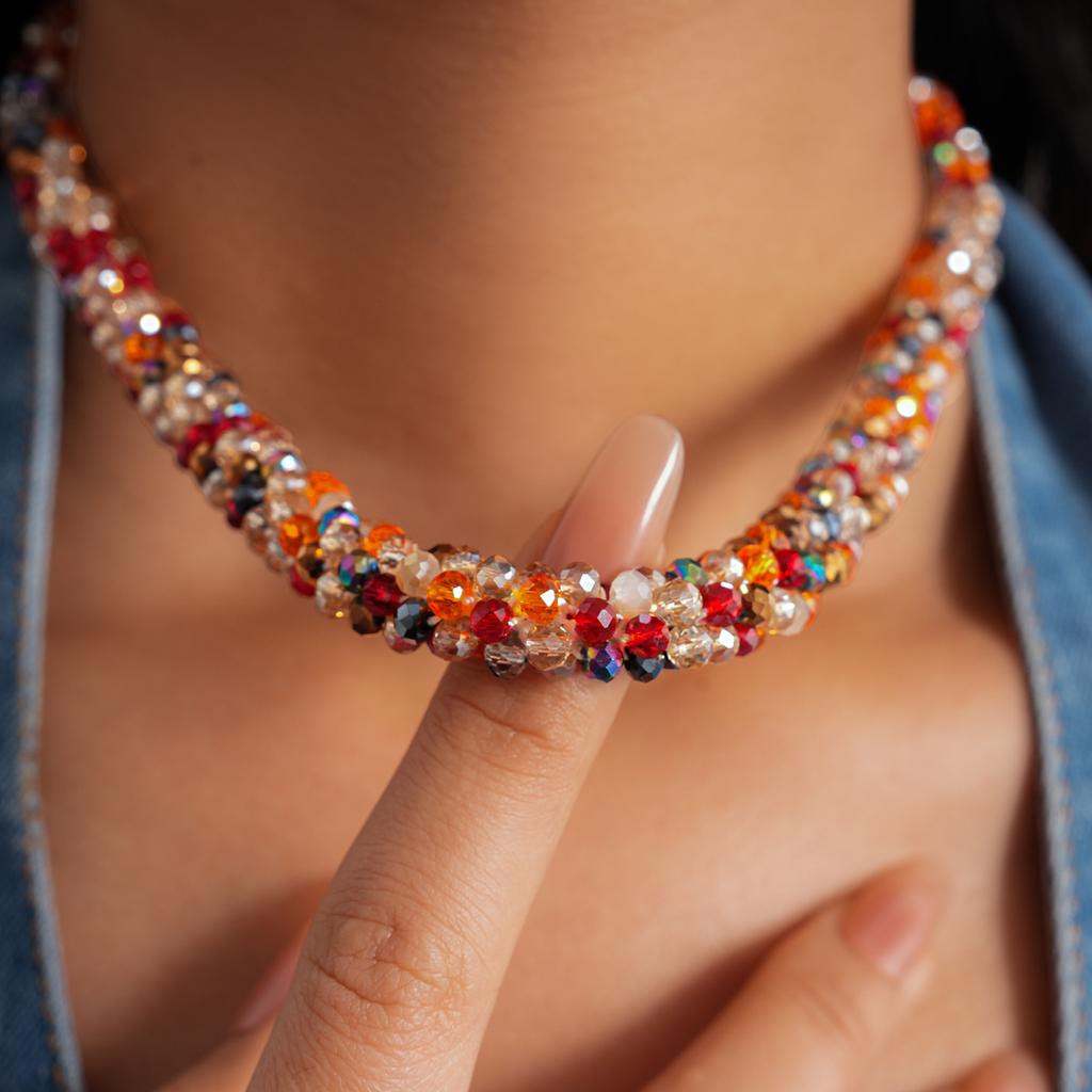 Colorful Glass Beads Choker Necklace for Women Vintage Party Jewelry Gifts