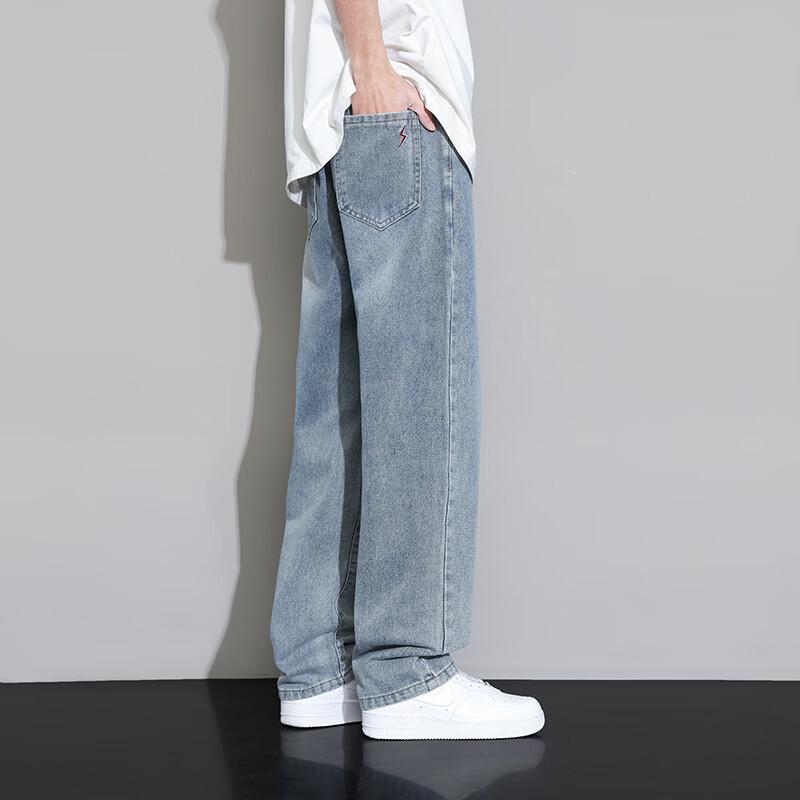 Zhuofei Li Men's Retro Washed Loose Straight Jeans