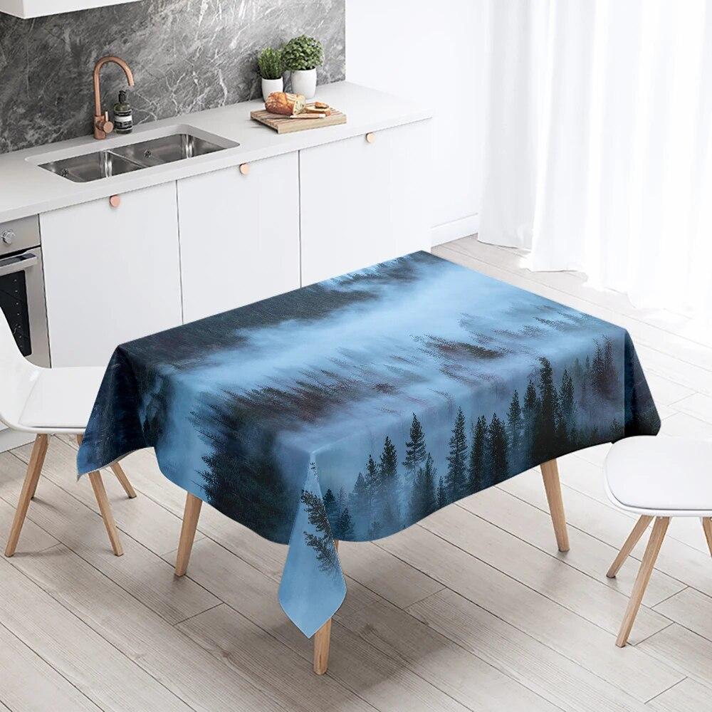 Față de masă imprimată cu floarea-soarelui, peisaj, camping, rezistentă la pete, impermeabilă, masă de bucătărie, decor acasă