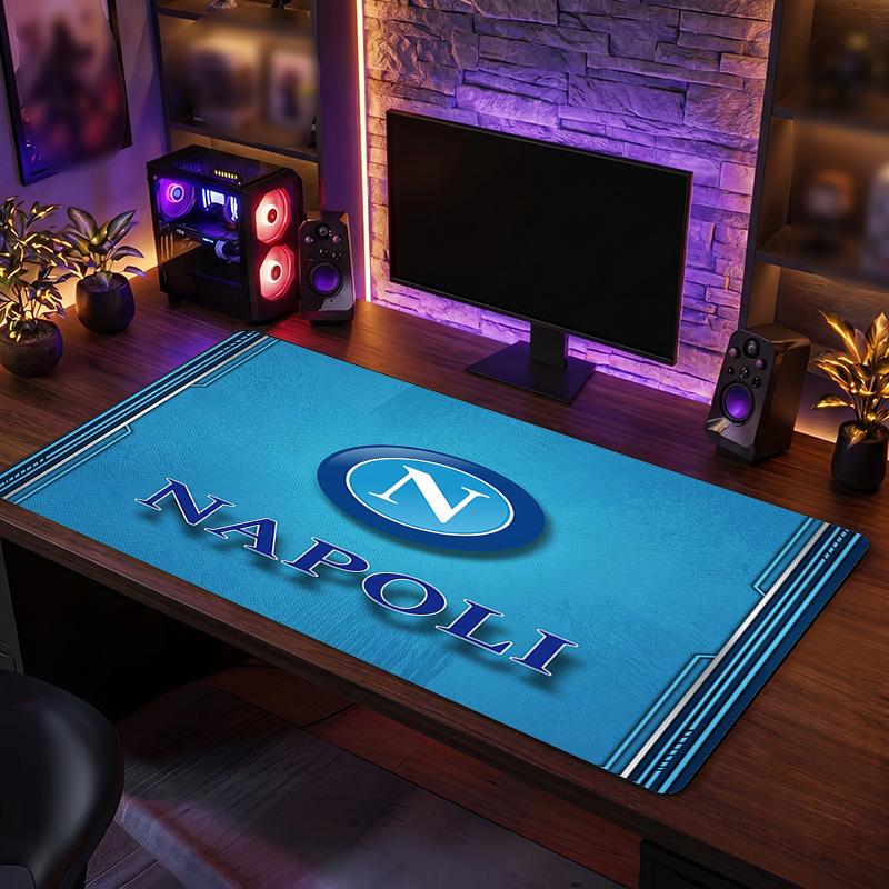 Napoli FC Theme Pattern Mouse Pad, Soccer Logo Design XXL Gaming Desk Mat Non-Slip Computer Mouse Pad