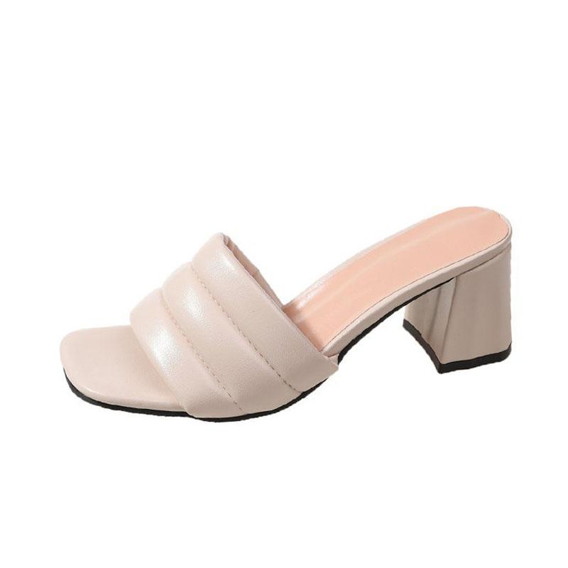 New Fashion Summer Female Sandals Sexy Ladies High Heels Square Open Toe Shoes Women Sandals Outside Slippers Size 35-42 WSH5081