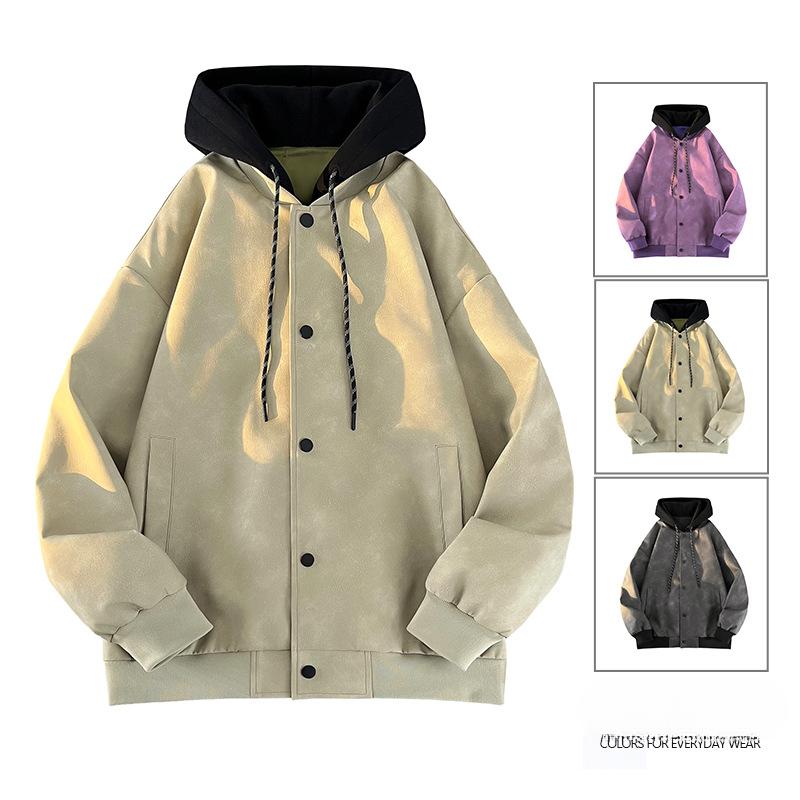Spring and Autumn Trendy Brand High Street Fashion Contrast Color Stand Collar Jacket Men's Loose and Versatile Casual Jacket