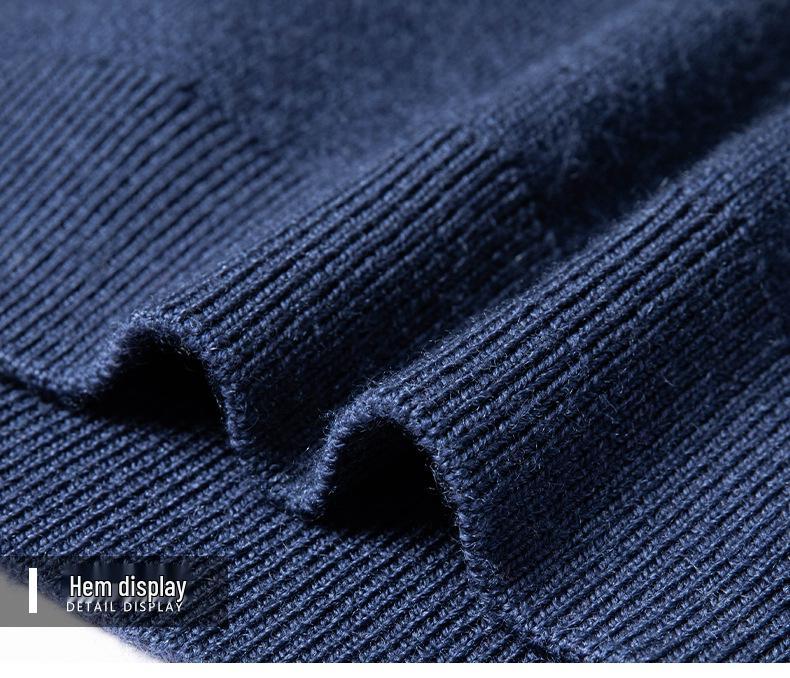 480g Men's Thickened Wool Sweater - New Winter Style, 100% Pure Wool, Solid Color Knitted Design