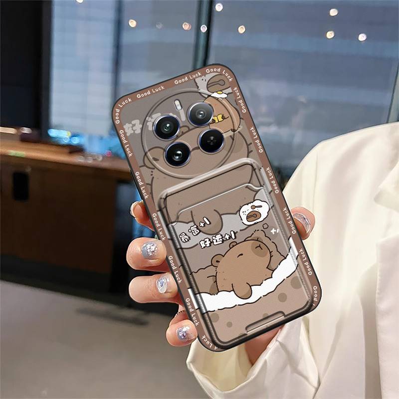 Durable Card Sleeve Phone Case For Realme12 Pro 5G/12Pro+/Extreme Edition Card Slot Full Wrap Protective Anti-knock Cute