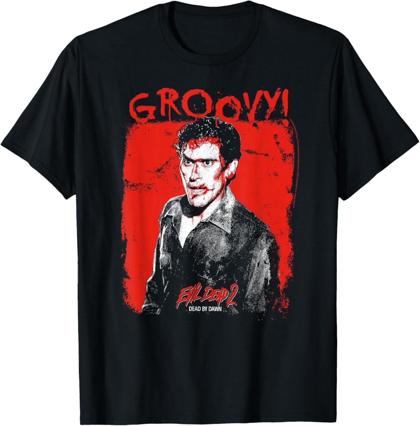 Evil Dead 2 Ash Williams Bloody Groovy Horror Comedy T-Shirt S