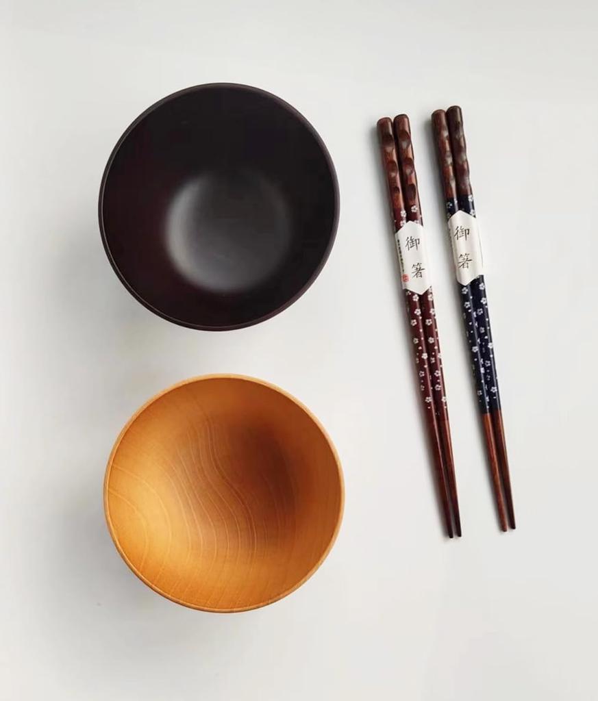 KXLCGYK Wooden Bowls and Miso Set of Soup Lightweight Rice Rice Miso Soup Wood Grain Tableware Genshoku Bowls, 2, Bowls, Bowls, Bowls, Bowls, Bowls,