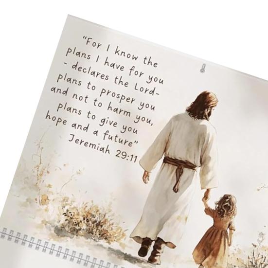 2025 Jesus Wall Calendar Religious Artwork Wall Calendar Bible Verses Hanging Monthly Calendar for Christ Lovers