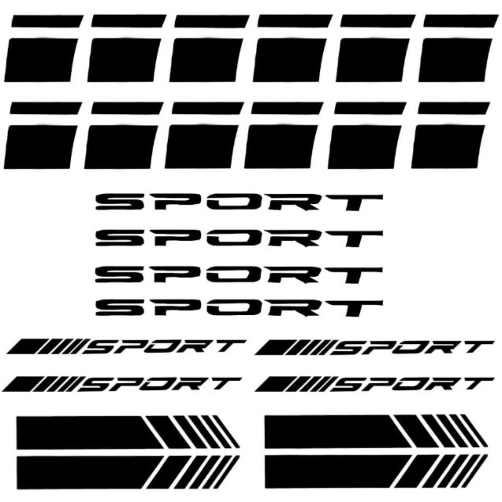24pcs Red / Black / White Auto Racing Sport Logo Decals for 18-21 Inch Wheels Tire Rim