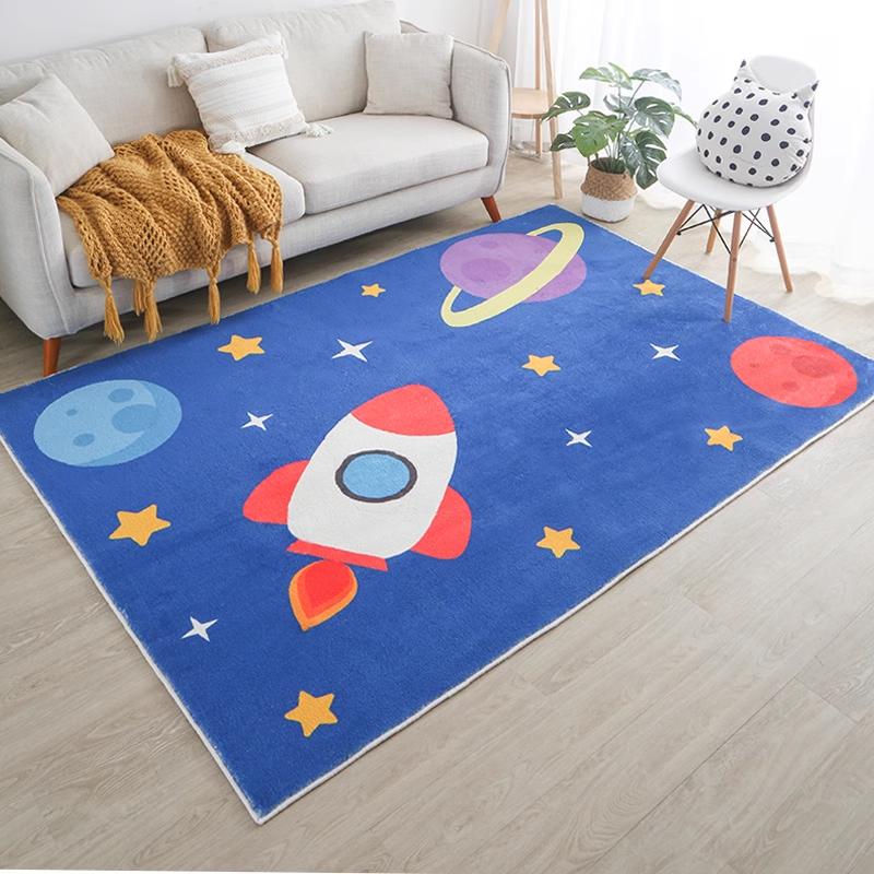 Modern Cartoon Space Rocket Carpet Living Room Carpet Children Room Crawling Rug Kitchen Bathroom Hallway Non-slip Floor Mat