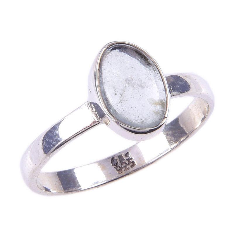 Natural Aquamarine Gemstone Handmade 925 Solid Sterling Silver Ring Size 8 N1q90