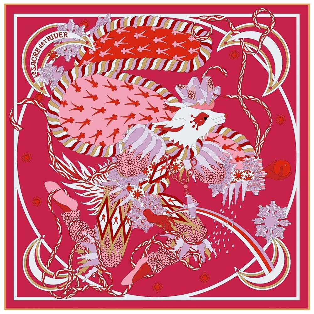 90cm French Women Decorative Twill Large Square Scarf Fashion Travel Scarf Headscarf