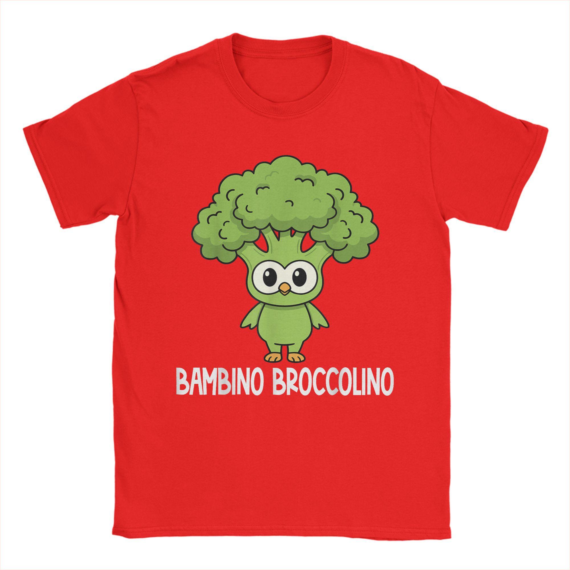 Итальянские персонажи Brainrot Bambino Broccolino Футболка Летняя Мода Футболки Мужские Футболки с круглым вырезом Оверсайз Топ Футболки с коротким рукавом S