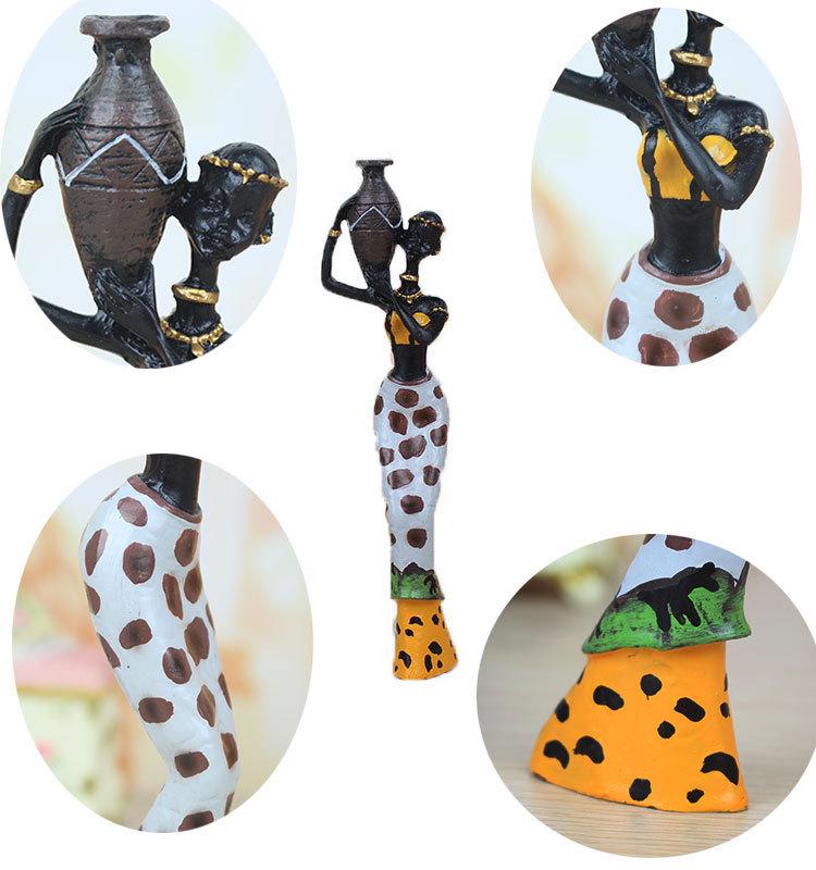 3-częściowy zestaw żywicznych lalek afrykańskich: Kreatywne Ozdoby do Dekoracji Domu