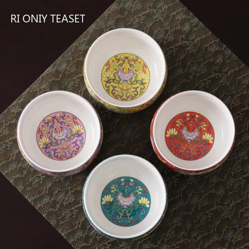 1 ks čínský barevný smaltovaný keramický šálek na čaj vintage porcelánová miska na čaj ručně vyráběné nádobí mistrovský šálek na čaj meditační šálek 120 ml