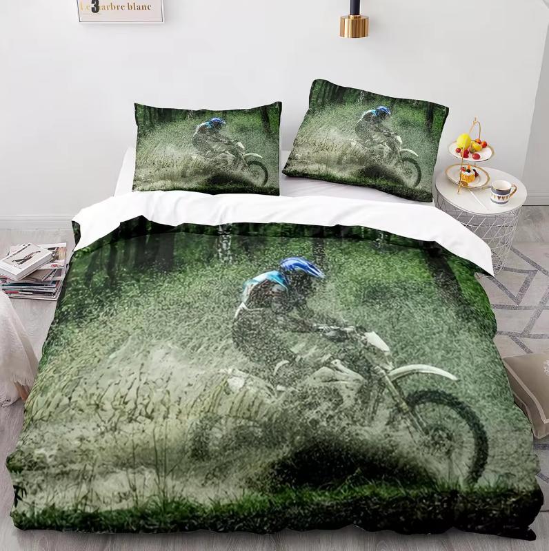 Motorcycle Rider Duvet Cover Dirt Bike Bedding Set Motocross Quilt Cover for Men Durable Queen King Polyester Comforter Cover