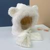 Cute Bear Hat Scarf Integrated Women's Winter New Thickened Warm Ear Protection Cold Cycling Plush Hat