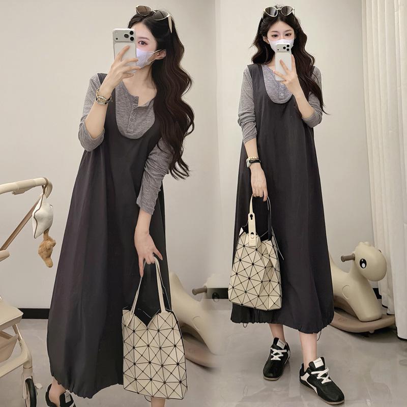 Spring 2026 Korean-Style Maternity 2-Piece Dress Set L