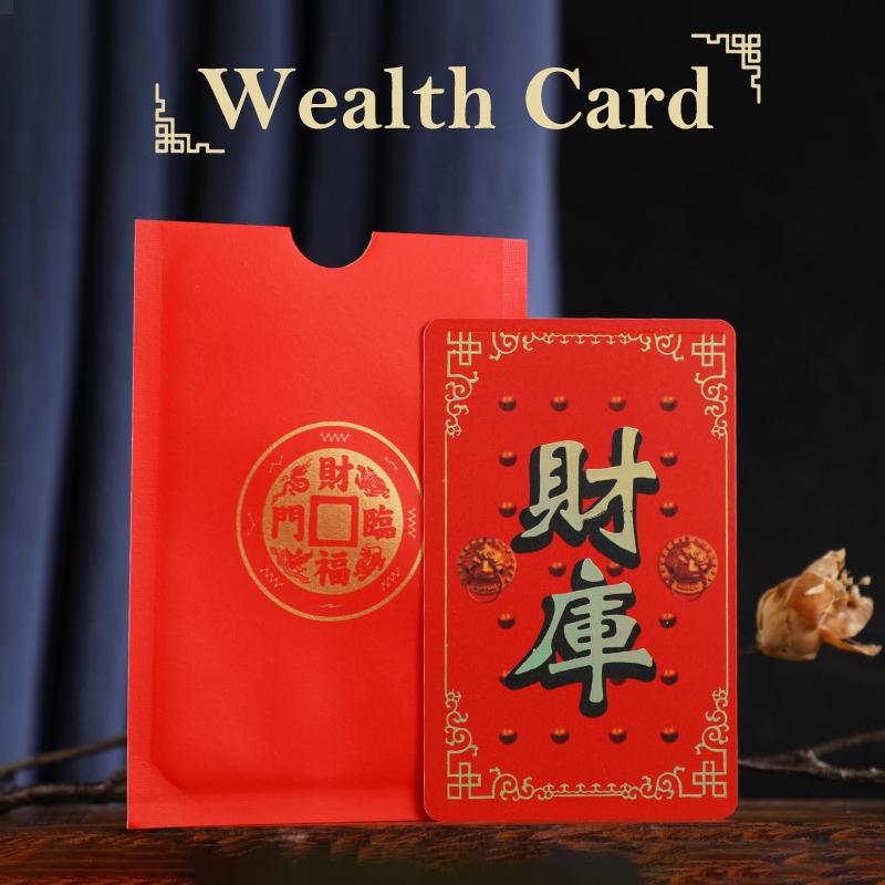 Lucky Wealth Charm Cards Chinese Feng Shui God Of Wealth Amulets Card Business Fortuna Treasure Lucky Card Home Decor Year
