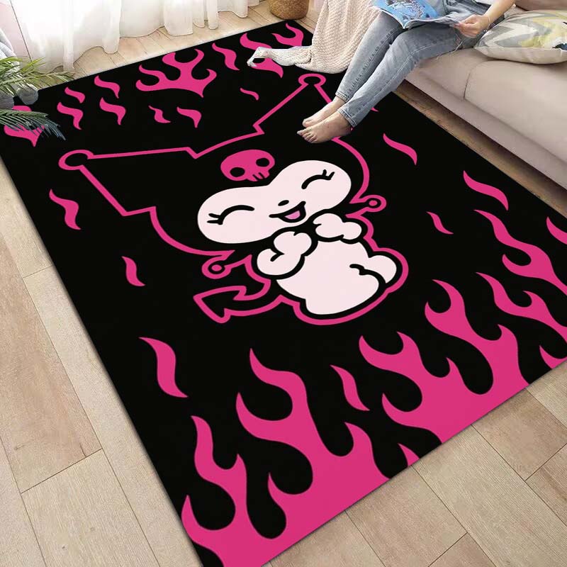 3D printed Kuromi cartoon rug, suitable for living room, bedroom, kitchen, doorway, children's non-slip floor mat, birthday gift
