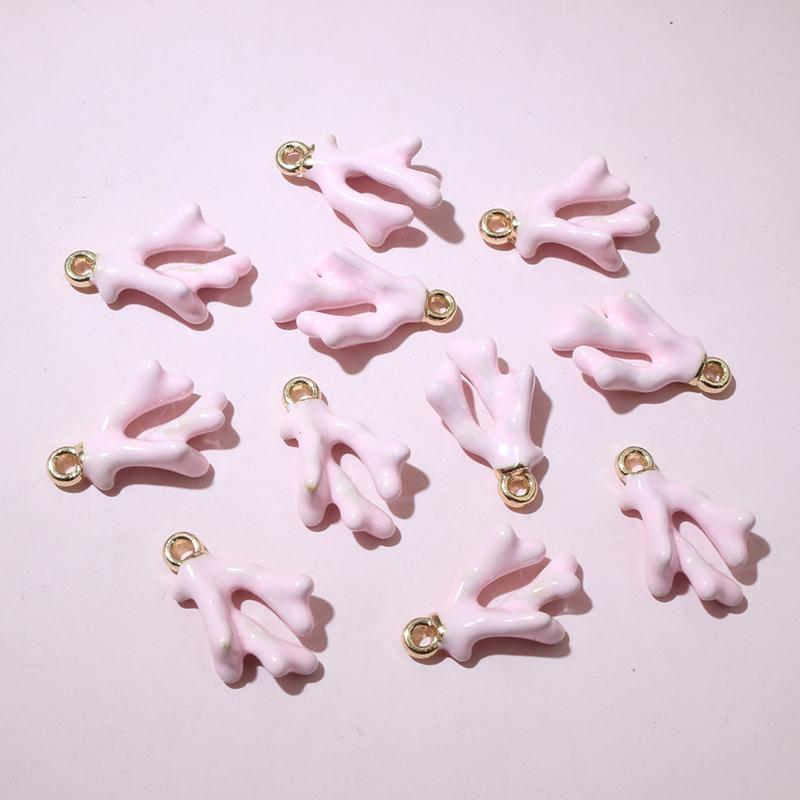 20pcs 16x10x5mm 3D Enamel Coral Charms Pendant Alloy Metal DIY Jewelry Making Accessories for Bracelet Earrings Necklace
