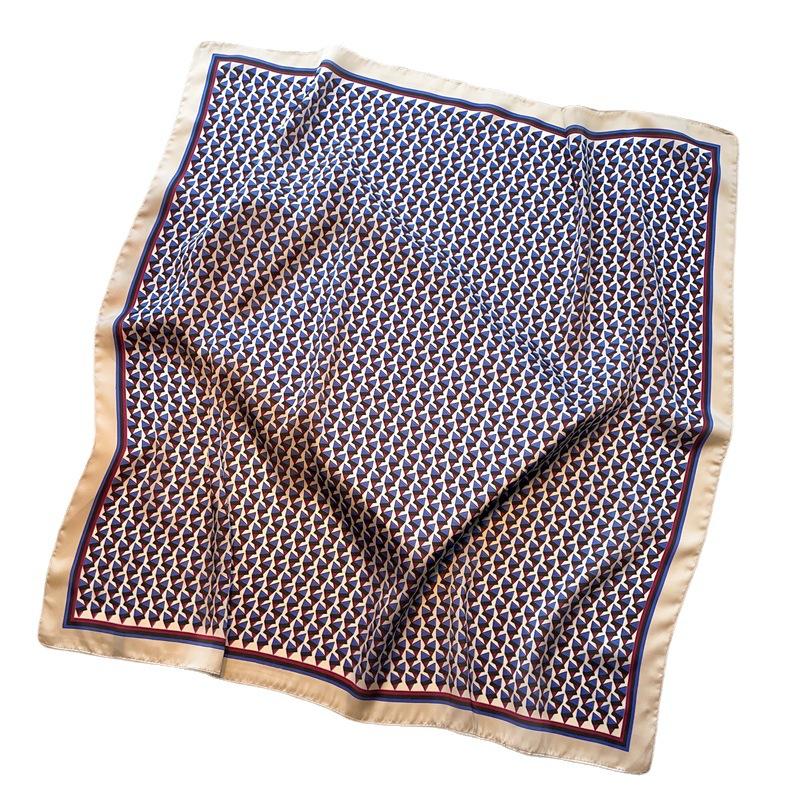 Simple geometric silk scarf women's 71cm small square scarf imitation silk scarf shawl versatile triangular color matching headscarf headband