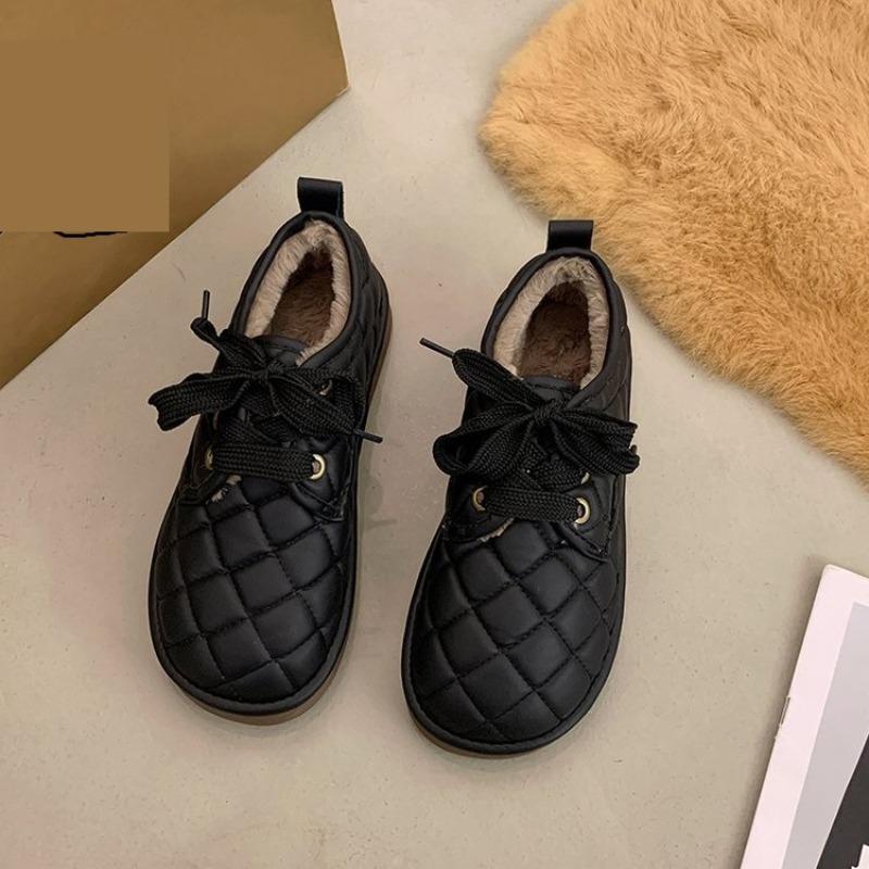 Fleece Women's Shoes New Winter Warm Flat Cotton Shoes Thickened Snow Boots Bread Shoes Doudou Shoes